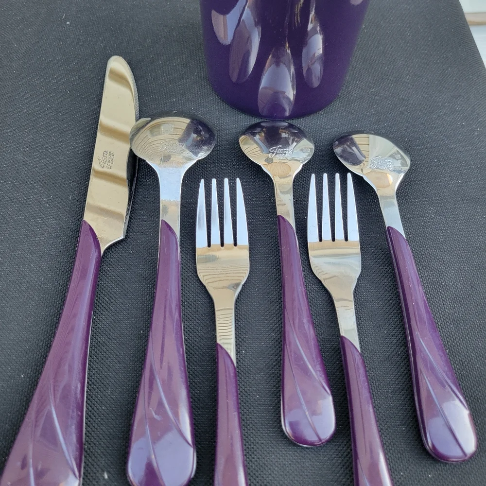 Fiesta Plum Purple Swirl Flatware & Mug ~ Retired Items & Color